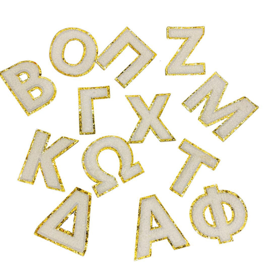 Chenille Sequined Greek Letter Stickers